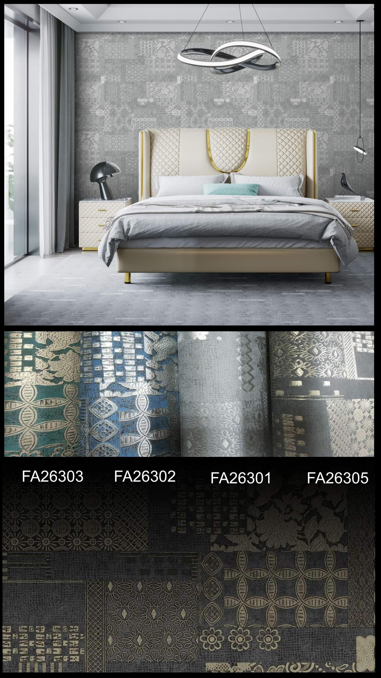 Zara Shimmer Metallic Geometric Wallpaper in Emerald & Gold from China