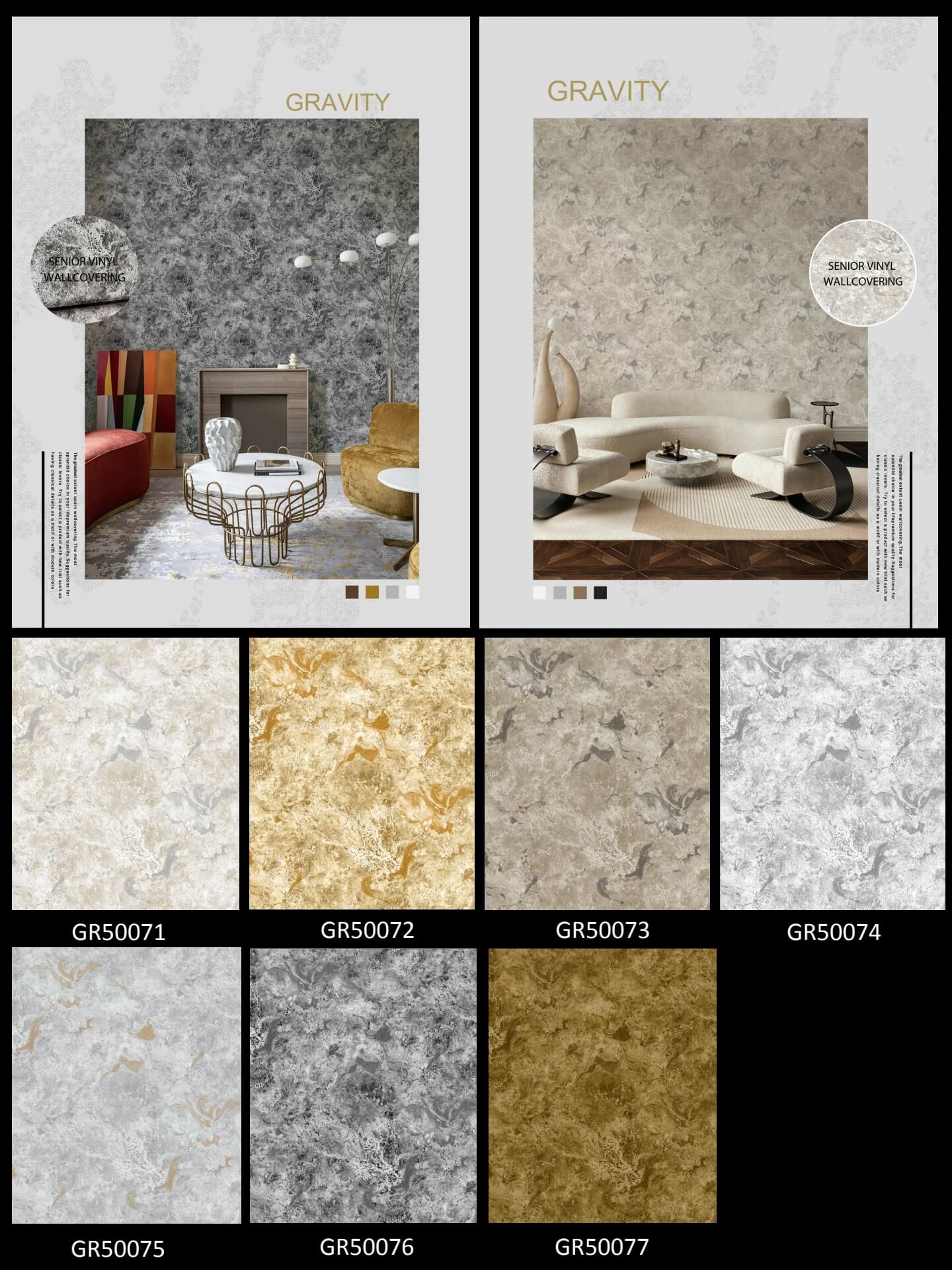 Liquid Marble Geometric Wallpaper in Charcoal & Gold from China