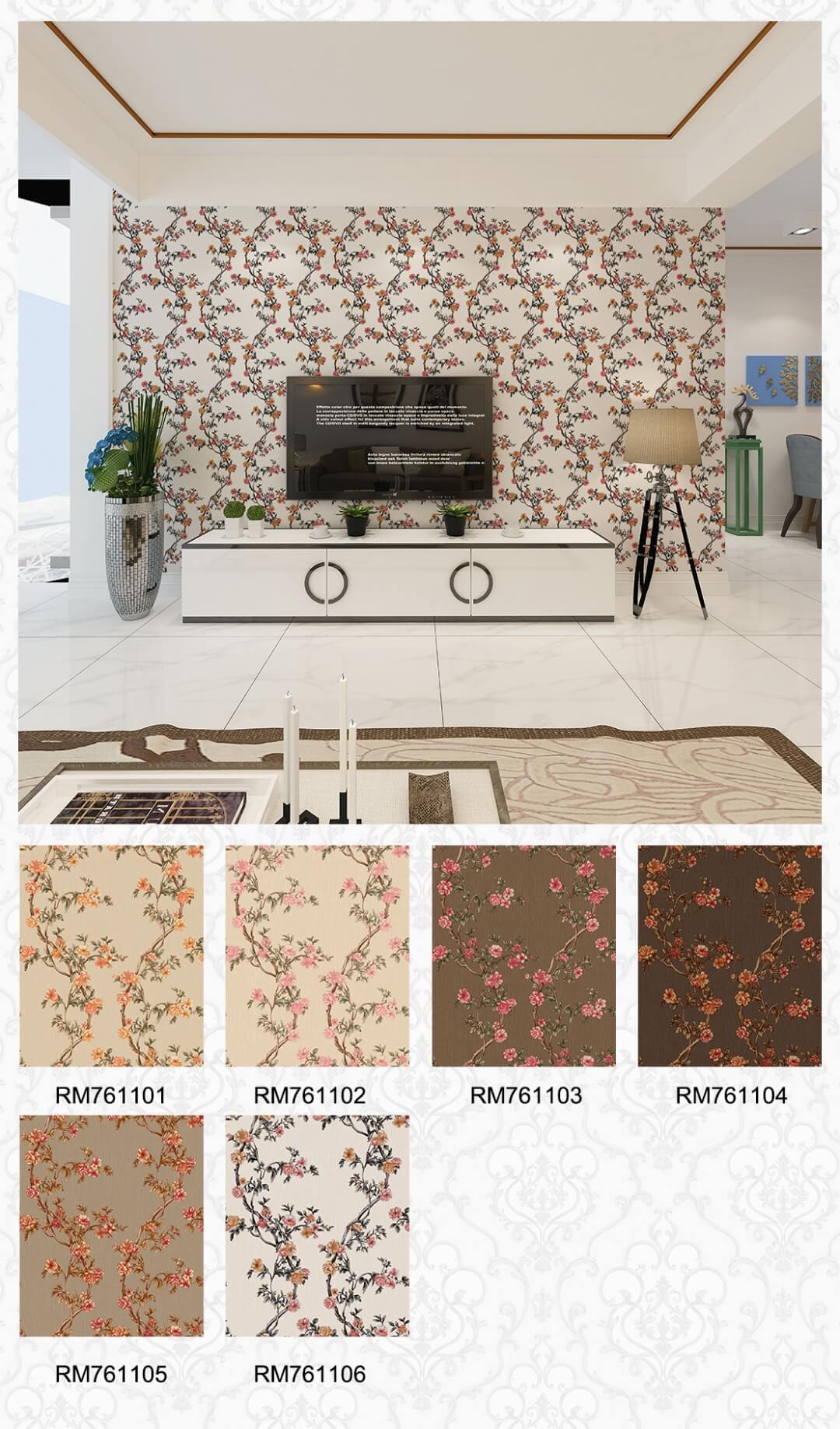 vintage rose gold Brick Wallpaper living room from China manufacturer Max