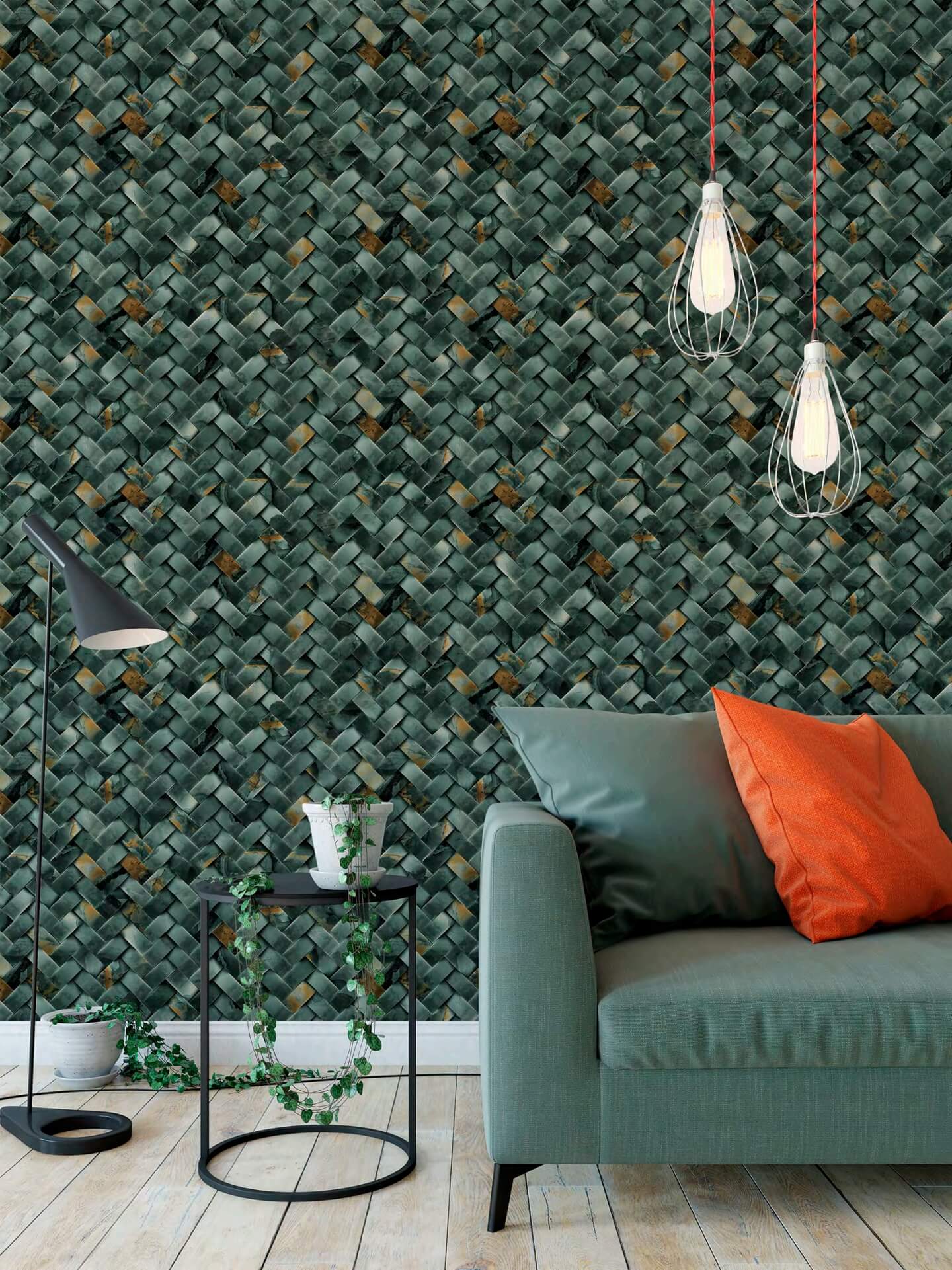 Green Leaf Design Wallpaper For Modern Bedroom from China manufacturer